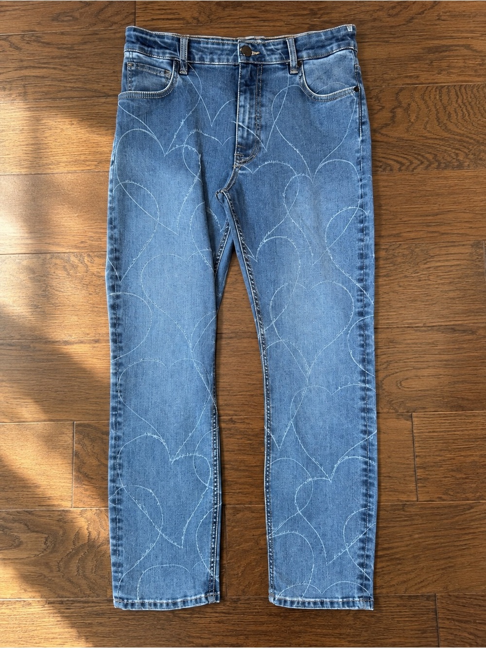 WiserGlobe REBEL HR Prototype Sample Jeans Size 29 Heart Print Denim Rare